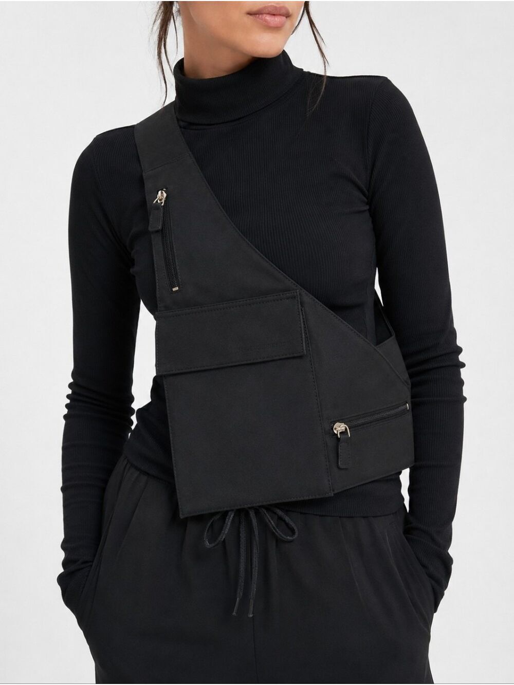 NWOT French Connection Black Utility Sling Crossbody Bag